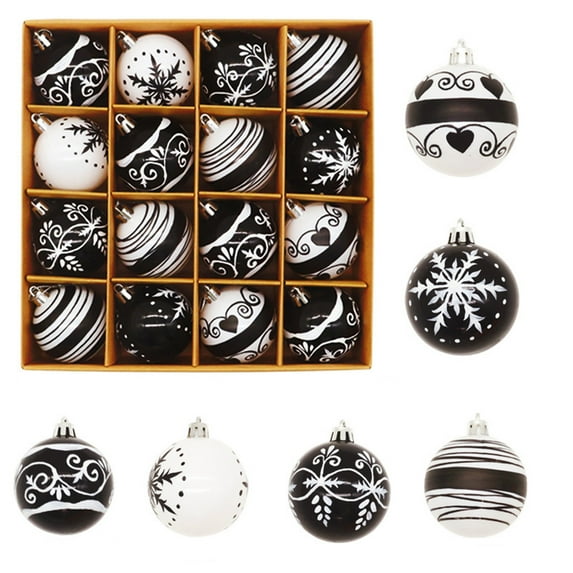Plastic Christmas Ornament Set, 16-Pack Electroplated Metallic Finish Balls, Holiday Tree Hanging Decor for Home, Party Ambiance