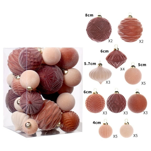 Plastic Christmas Ornaments - Holiday Set of Christmas Ornaments Velvet 35 Items Flocadas Shatterproof Assorted Hanging Christmas Tree Decoration for Parties At Home Parties Christmas Decorations
