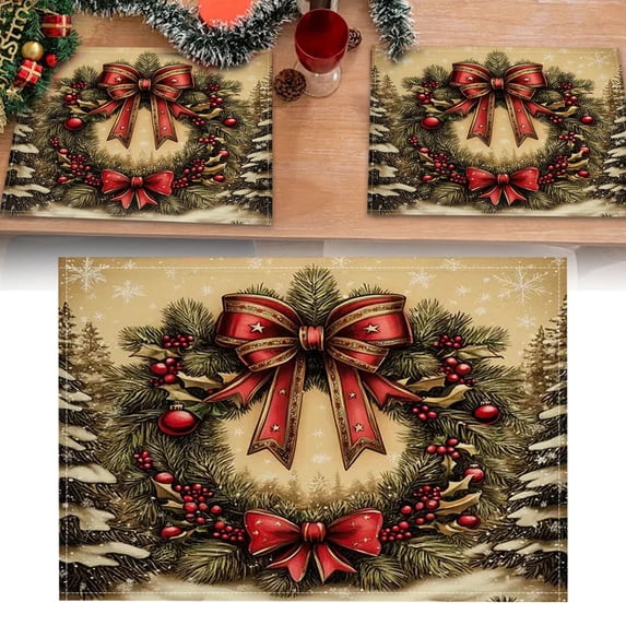 Plastic Christmas Placemats, Vinyl Christmas Placemats, Christmas Table Mat, Christmas Placemats Christmas Kitchen Table Mats Winter Placemats Heat-Resistant Placemats 40*55cm