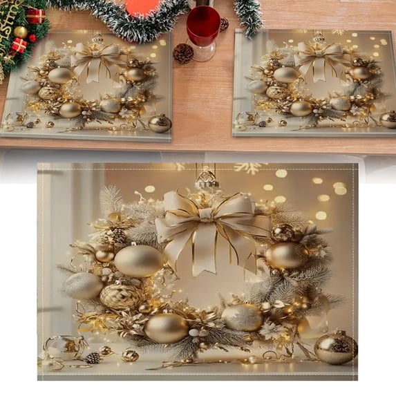Plastic Christmas Placemats, Vinyl Christmas Placemats, Christmas Table Mat, Christmas Placemats Christmas Kitchen Table Mats Winter Placemats Heat-Resistant Placemats 40*55cm