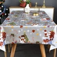 thumbnail image 1 of Plastic Christmas Tablecloth Square Silver Vinyl Christmas Table Cloth Xmas Table Cover with Snowman for Party (52'''' x 52'''', Snowman), 1 of 6