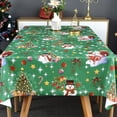 thumbnail image 1 of Plastic Christmas Tablecloth Square Silver Vinyl Christmas Table Cloth Xmas Table Cover with Snowman for Party (60'''' x 60'''', Snowman), 1 of 6