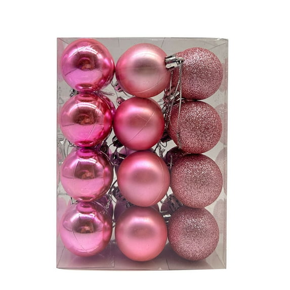 Plastic Christmas Tree Bauble Ornaments Set of 24, 3cm Size with Sparkling Finish, Shatterproof for Home Party Decor