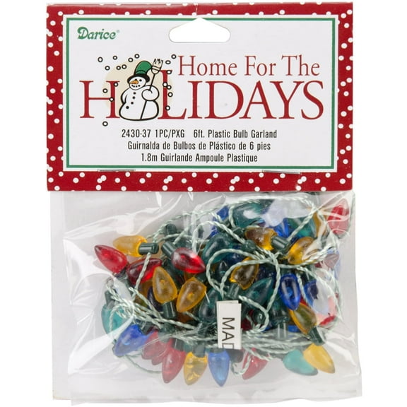 Plastic Christmas Tree Bulbs 6' Garland-Flame - Multicolor