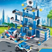 Plastic City Police Station Building Blocks Set, City SWAT Police Car Construction Toy Playset for Kids Boys Holiday Birthday Gift
