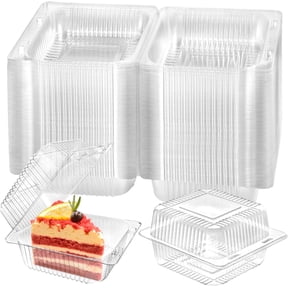 Plastic Clamshell Food Containers, 100 Pack | Clear Square Cake Slice Containers with Hinged Lids, Disposable To Go Boxes, For Mini Cake, Salad, Sandwich, Dessert, Cookie