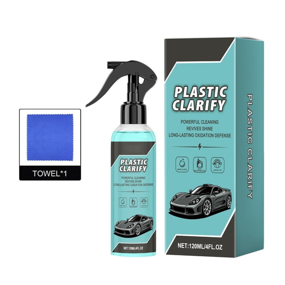 Plastic Clarify Car Surface Cleaning Spray, Shine Restorer & Oxidation Defense, 120ml with Microfiber Towel Included