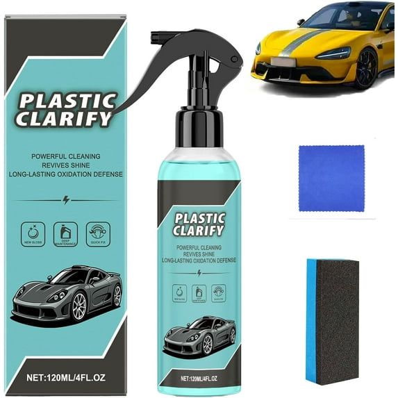 Plastic Clarify For Cars, 120ML Waterless Spray Wax, Detailer For Car Interiors & Exteriors, Plastic Rubber Leather Restorer For Cars (1Set)