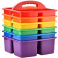 thumbnail image 1 of Plastic Classroom Storage Caddy Organizer with Handle, 6-Pack 3 Compartments, Teacher Supply Caddy for Classroom Organization, Table, Desk, Office, Craft Art Caddy - Assorted Colors, 1 of 8