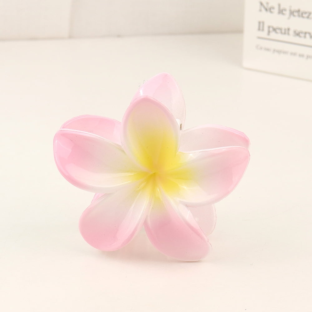 Plastic Claw Hair Clip Plumeria Hair Accessories for Girls Women Flower Pearl Pink 83x40mm