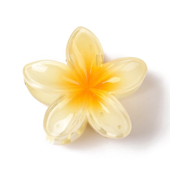 Plastic Claw Hair Clips with Iron Findings for Woman Girls Flower Gold 74x79x45mm