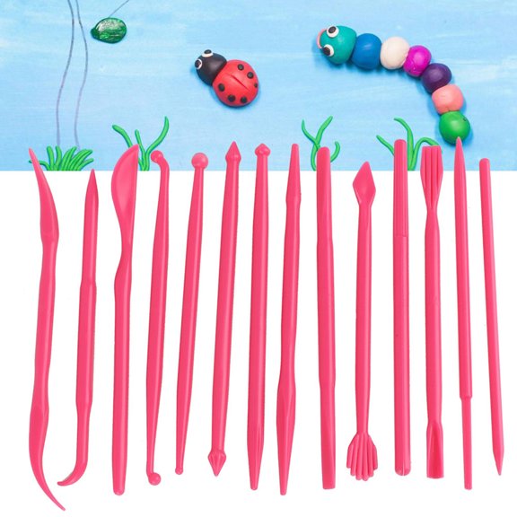 Plastic Clay Sculpting Set, Polymer Modeling Hand Tool with 14 Pieces for Soft Clay, Clay Fondant Cake, Clay Sculpting Tool, Carving Pottery Tool