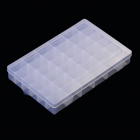 Plastic Clear Beads Storage Containers Adjustable Dividers Box 36 Compartments Rectangle 17.8x28x4.5cm