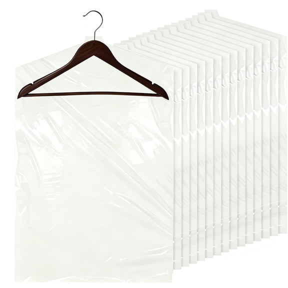 Plastic Clear Clothes Covers, 20 Pcs Clothes Covers Plastic Garment Bags, Transparent Dry Cleaning Bags Dust-proof Clothing Protector Covers for Hanging Clothes Storage Travel