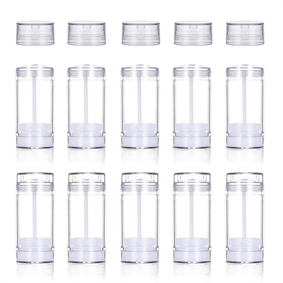 Plastic Clear Deodorant Containers,Tutuviw 10 Pcs Empty Deodorant Containers Bottles,Round Twist-Up Solid Stick Tube Refillable DIY Deodorant Container for Solid Lotion Bars-Top Filling(20ml/0.6oz)
