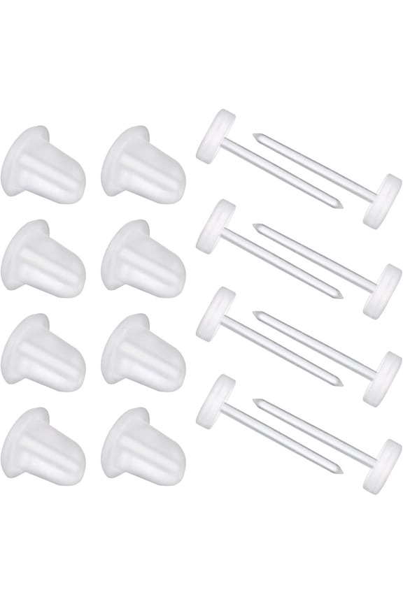 Plastic Clear Earrings for Work & Sports - Invisible Silicone Stud Replacements (100 Pair)