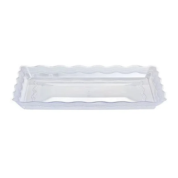 Plastic Clear Rectangular Tray Party Serving Non-Skid Food Service 12 X 18