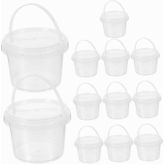 Plastic Clear Slime Storage Containers,Small Toy Storage Case,Sealed Liquid Containers,Thickened Slime Storage Buckets with Lids and Handles,for Food Snack Liquids Pigment Storage 12Pcs
