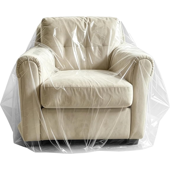 Plastic Clear Sofa Loveseat Furniture Covers for Moving Storage, Waterproof and Dust Proof, Extra Large Clear Furniture Moving Covers for Couch with Label, Bag Open Size 65x 42 x 34 Inch