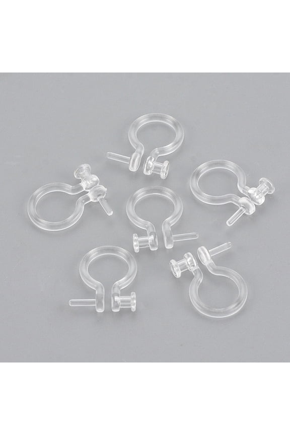 Plastic Clip-on Earring Findings For Ears Clear 11x9x1mm Pin: 1mm