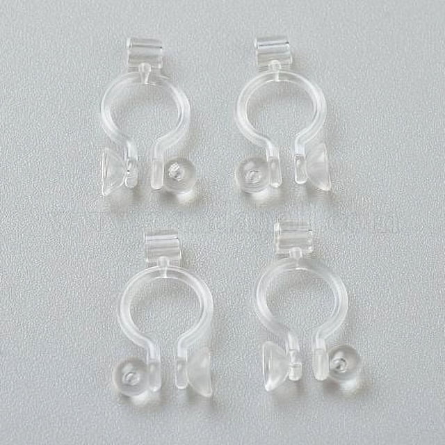 Plastic Clipon Earring Findings for Nonpierced Ears Clear 14x7.5x1