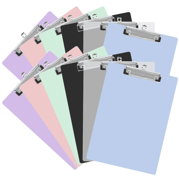 XUEYU Colorful Plastic Clipboards, 12-Pack, A4 Size, Sturdy & Lightweight, Low Profile Clip Holds about 100 Sheets Perfect for School Office