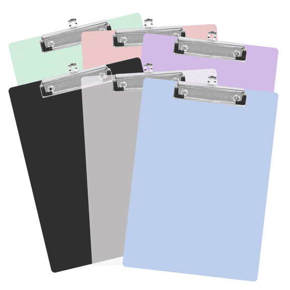 XUEYU Colorful Plastic Clipboards, 6-Pack, A4 Size, Sturdy & Lightweight, Low Profile Clip Holds about 100 Sheets Perfect for School Office