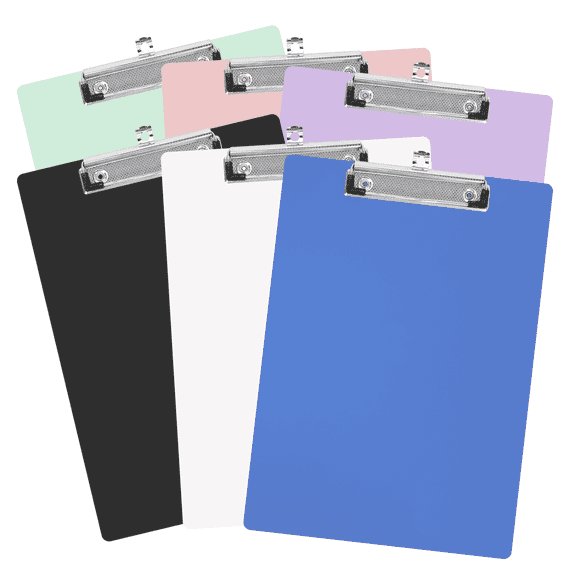 XUEYU Colorful Plastic Clipboards, 6-Pack, A4 Size, Sturdy & Lightweight, Low Profile Clip Holds about 100 Sheets Perfect for School Office