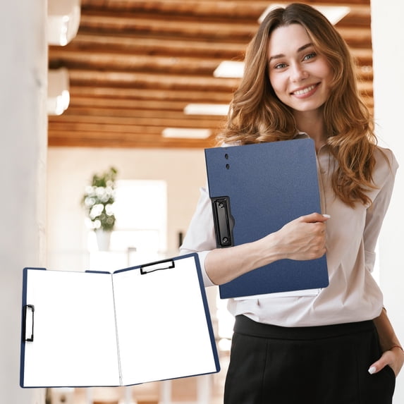 Plastic Clipboard A4 Letter Size Low Profile Writing Board Heavy Duty Clip Hardboard Portable Office Supplies for Meeting Notes Sch-ool Classroom Dark Blue