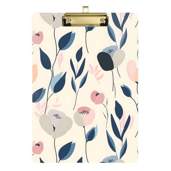 Plastic Clipboard Acrylic Hanging Clip Board with Gold Low Profile Office School Supplies 12.5x9 Abstract Pastel Floral Flower