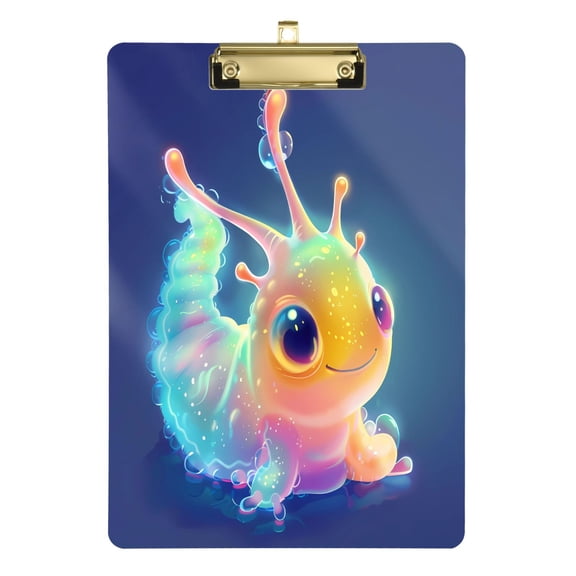 Plastic Clipboard Acrylic Hanging Clip Board with Gold Low Profile Office School Supplies 12.5x9 Cute Glow Sea Slug
