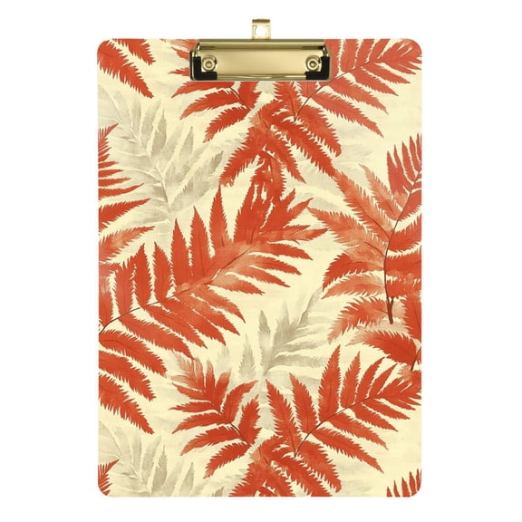 Plastic Clipboard Acrylic Hanging Clip Board with Gold Low Profile Office School Supplies 12.5x9 Fern Leaves