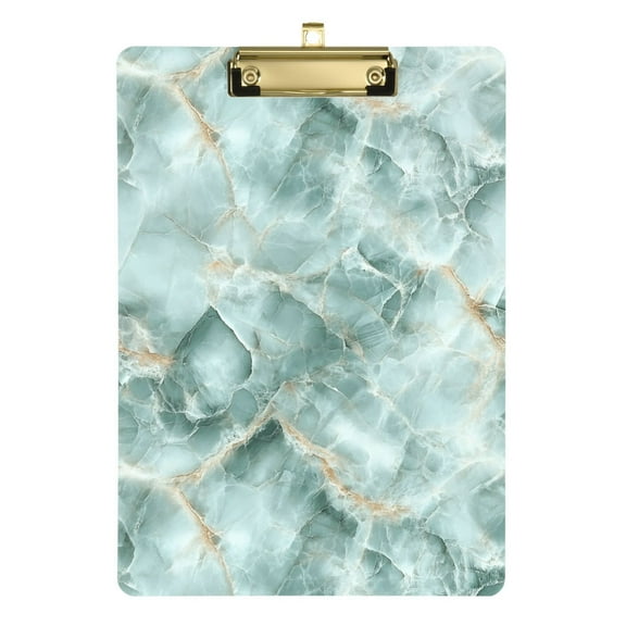 Plastic Clipboard Acrylic Hanging Clip Board with Gold Low Profile Office School Supplies 12.5x9 Mint Green Marble