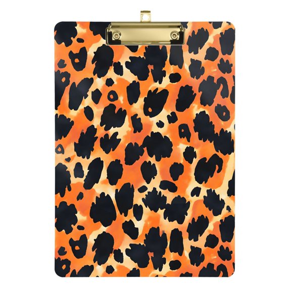 Plastic Clipboard Acrylic Hanging Clip Board with Gold Low Profile Office School Supplies 12.5x9 Orange Black Spots