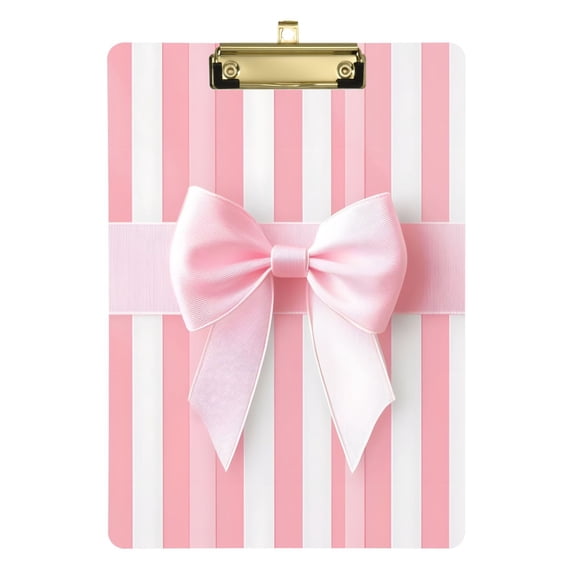 Plastic Clipboard Acrylic Hanging Clip Board with Gold Low Profile Office School Supplies 12.5x9 Pink Ribbon Bow