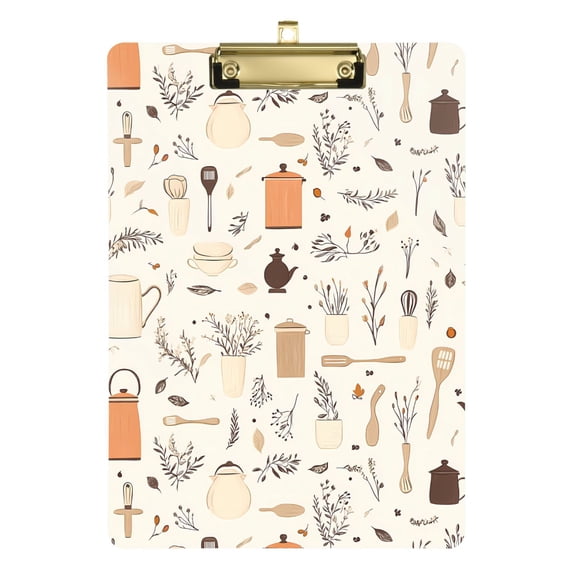 Plastic Clipboard Acrylic Hanging Clip Board with Gold Low Profile Office School Supplies 12.5x9 Pots and Pans