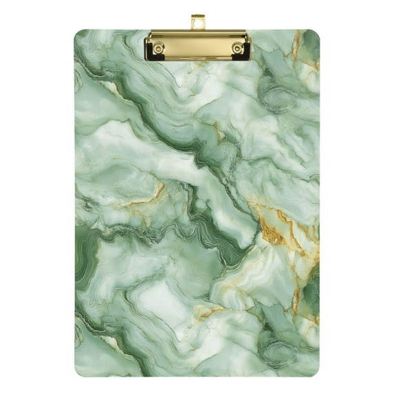 Plastic Clipboard Acrylic Hanging Clip Board with Gold Low Profile Office School Supplies 12.5x9 Soft Green Marble