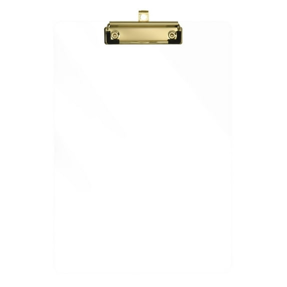 Plastic Clipboard Acrylic Hanging Clip Board with Gold Low Profile Office School Supplies 12.5x9 White