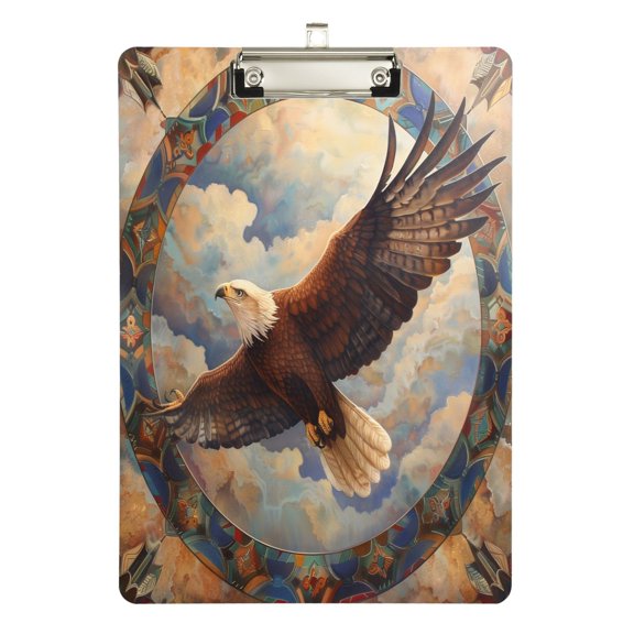 Plastic Clipboard Acrylic Hanging Clip Board with silver Low Profile Office School Supplies 12.5x9 Eagle Fly in Sky