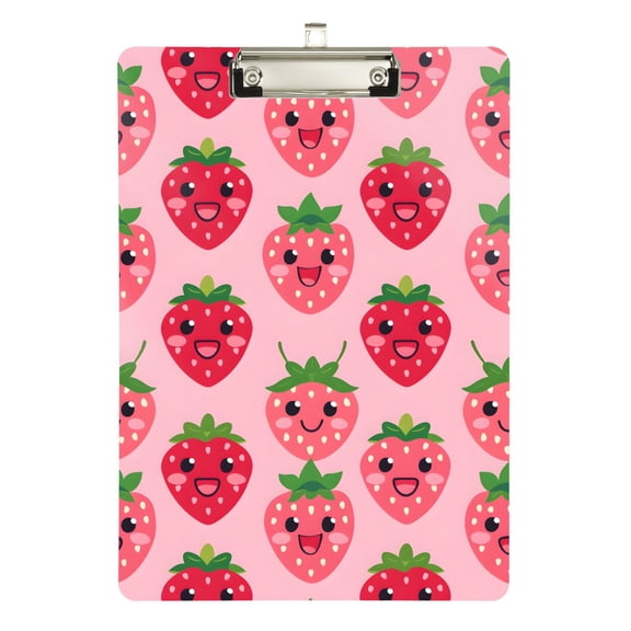 Plastic Clipboard Acrylic Hanging Clip Board with silver Low Profile Office School Supplies 12.5x9 Lovely Strawberry