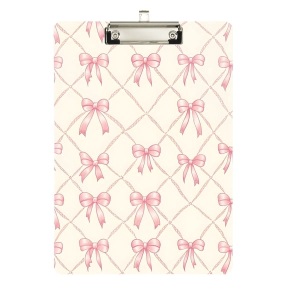 Plastic Clipboard Acrylic Hanging Clip Board with silver Low Profile Office School Supplies 12.5x9 Pink Bow and Plaid