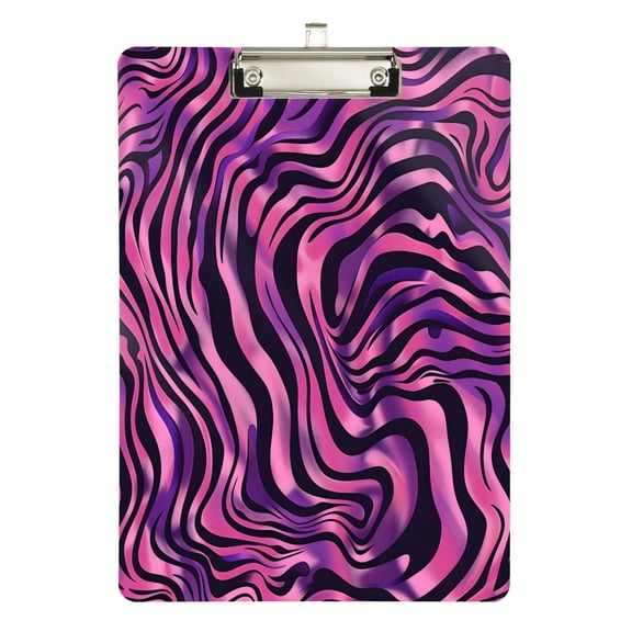 Plastic Clipboard Acrylic Hanging Clip Board with silver Low Profile Office School Supplies 12.5x9 Purple Zebra Stripes