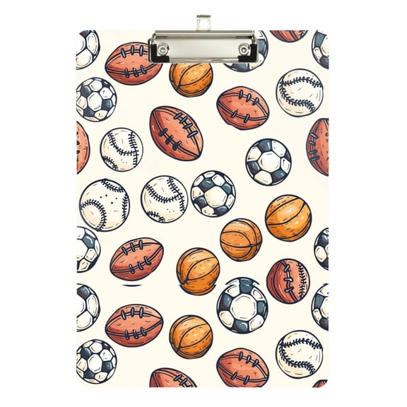 Plastic Clipboard Acrylic Hanging Clip Board with silver Low Profile Office School Supplies 12.5x9 Rugby Baseball Soccer Basketball