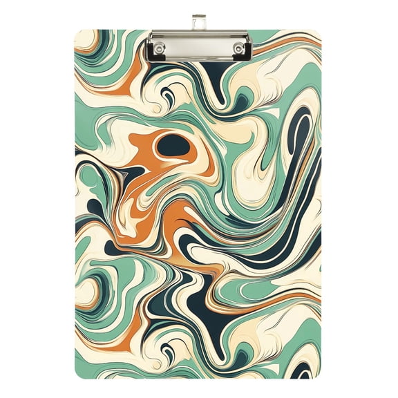 Plastic Clipboard Acrylic Hanging Clip Board with silver Low Profile Office School Supplies 12.5x9 Teal Orange Marble