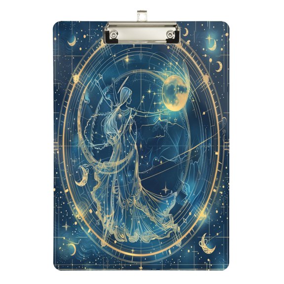 Plastic Clipboard Acrylic Hanging Clip Board with silver Low Profile Office School Supplies 12.5x9 Virgo Of Zodiac