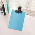 thumbnail image 1 of Plastic Clipboard | Brushed Pattern Clip Board with Metal Double Nail Clip | Foldable 360° Design | Pen Slot | Matte Black, Blue, Red, Green | 12.8x9.6in | A4 Document Holder | Portable & Durable, 1 of 6