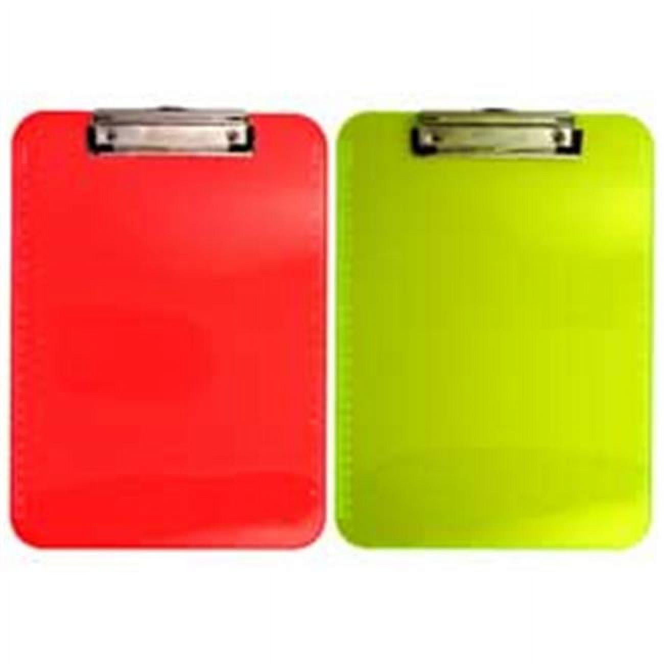 Plastic Clipboard- Letter- Holds .50in. of Paper- Neon Yellow