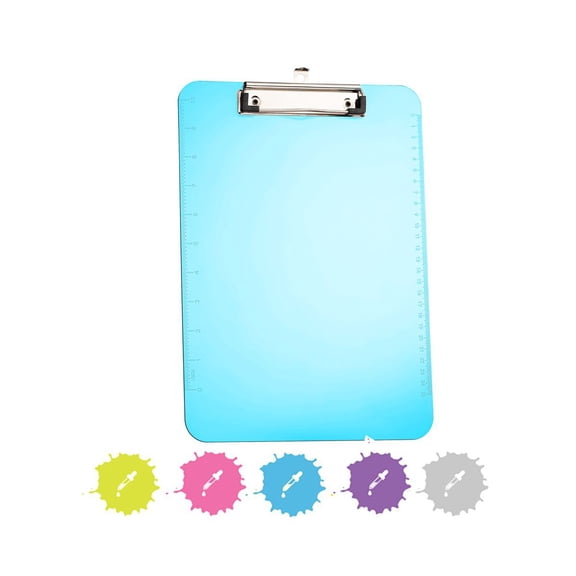Plastic Clipboard Standard Size, Translucent Low Profile Clip Board, Hangable Clipboard, 12.7” x 9”, Holds 100 Sheets