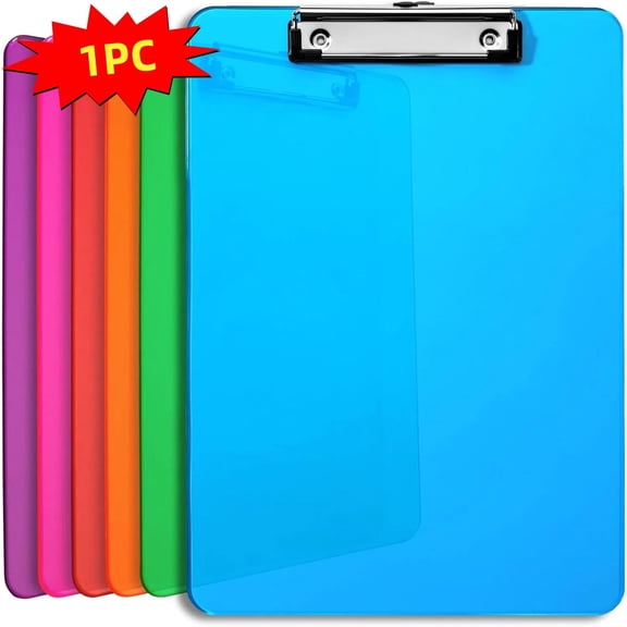 Plastic Clipboards 12.5 x 9 Inch – 1-Pack Extra Thick Boards, Low-Profile Clip, Great for Nurses, Construction, Business – Anti-Slip, Reusable & Easy to Clean