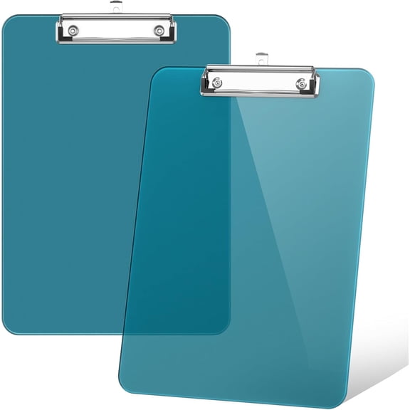 Plastic Clipboards Set of 2, with Low Profile Metal Clip, A4 Clip Boards, 12.5 x 9 Inch Letter Size, School/ Office Supplies